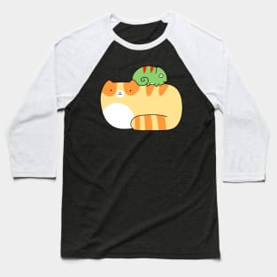 Tabby Cat and Little Chameleon Baseball T-Shirt